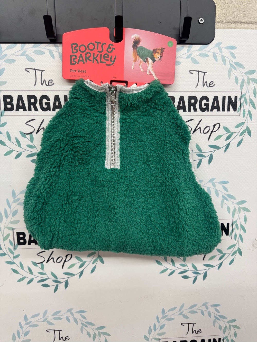 Boots & Barkley Emerald Green Sherpa Pet Vest with Front Zipper